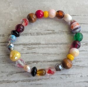 Handmade Fall inspired beaded stretch bracelet